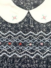 Girls Blue Smocked Dress with Puff Sleeve smock