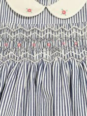 Girls Blue Striped Smocked Dress smock