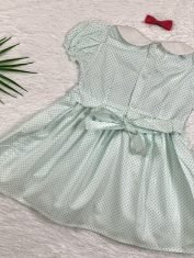 Girls Green Polka Dot Smocked Dress back