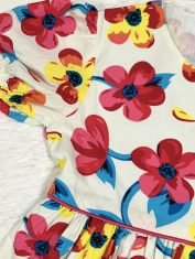 Girls Multi Floral Puff Sleeve Dress sleeve