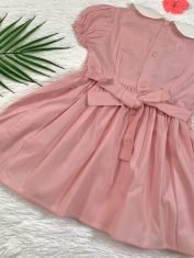 Girls Pink Smocked Dress back