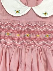 Girls Pink Smocked Dress collar