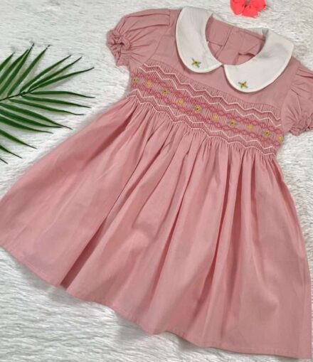 Girls Pink Smocked Dress