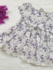 Girls Purple Floral Smocked Dress back