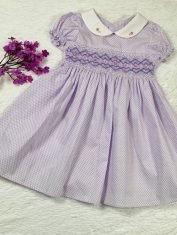 Girls Purple Smocked Dress front