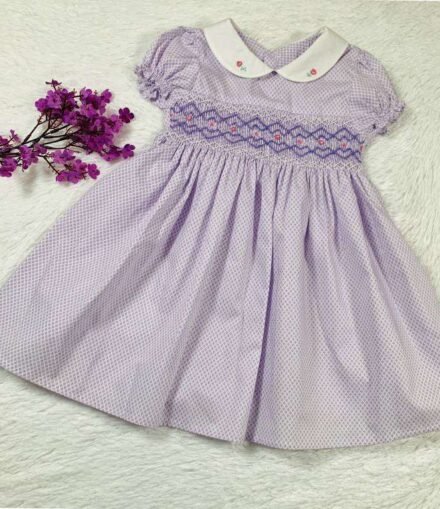 Girls Purple Smocked Dress