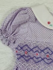 Girls Purple Smocked Dress slevee
