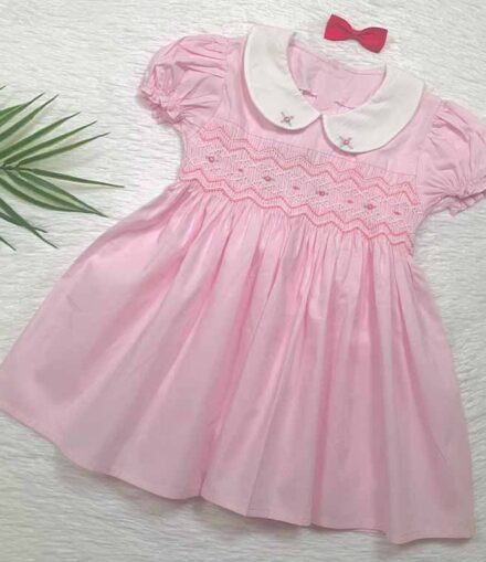 Girls Baby Pink Smocked Dress