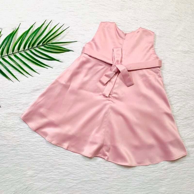 High Waist Satin Dress with Jacqard Floral Design - Image 2