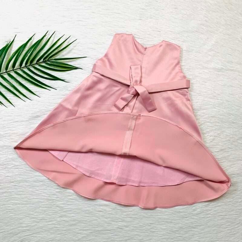 High Waist Satin Dress with Jacqard Floral Design - Image 3