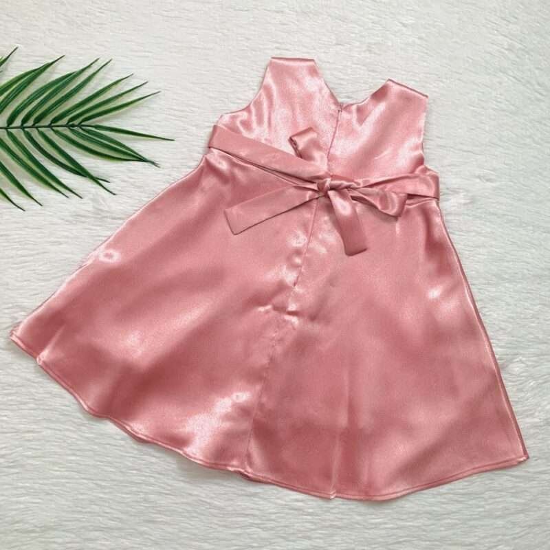 High Waist Satin Dress with Embroidered Floral Design - Image 2
